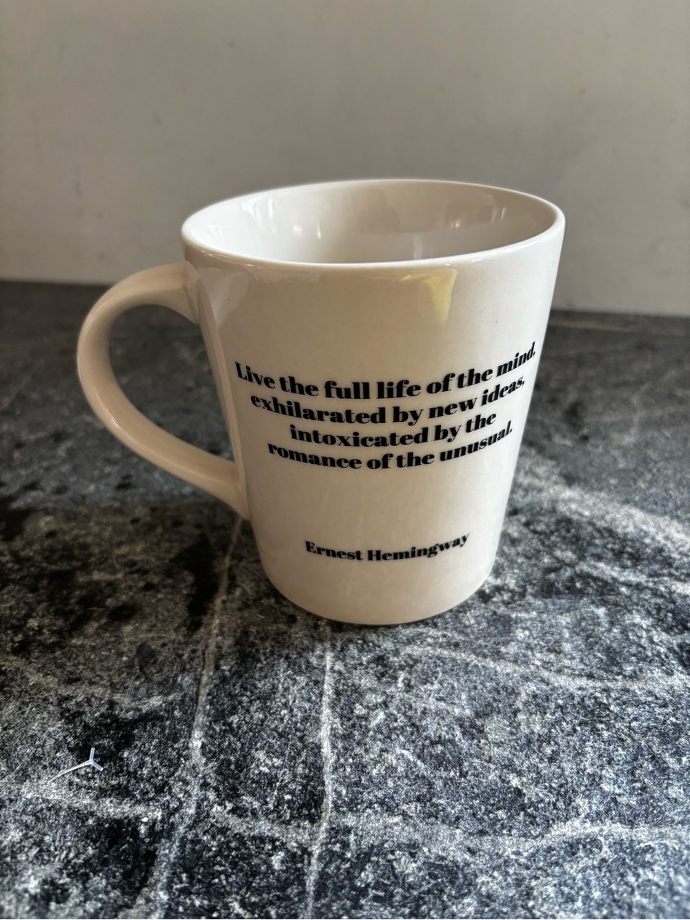 Indigo White Ceramic Hemingway Quote Mug
